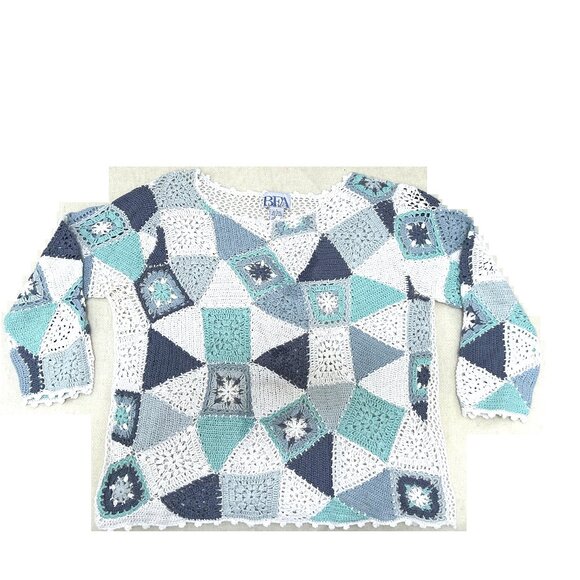 Vintage BEA CLASSICS Crochet Sweater Size L - Picture 1 of 12